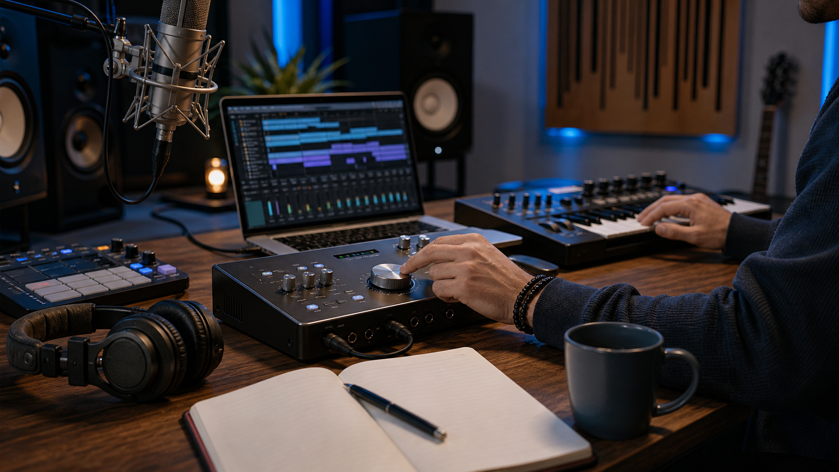 Illustrative editorial scene for electronic music
